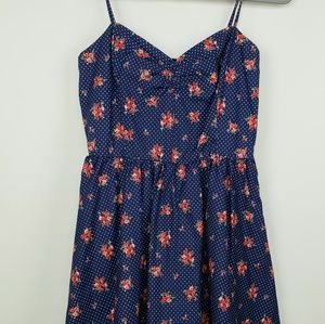 Forever 21 Blue Floral Sleeveless Sun Dress M